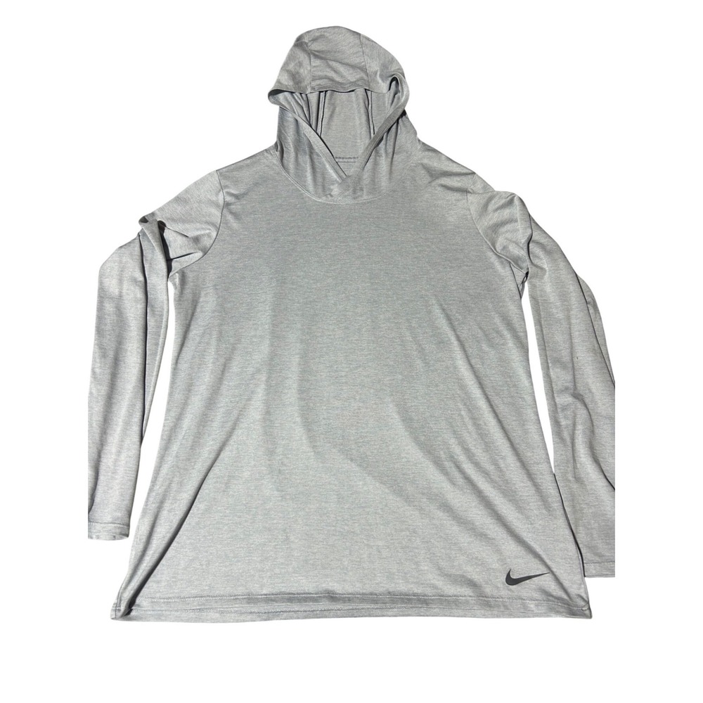 Nike Dri Fit Gray Long Sleeve Hoodie‎ Athletic Workout Top Women XL